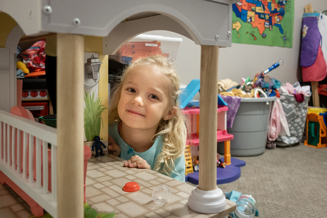 Lucy with dollhouse